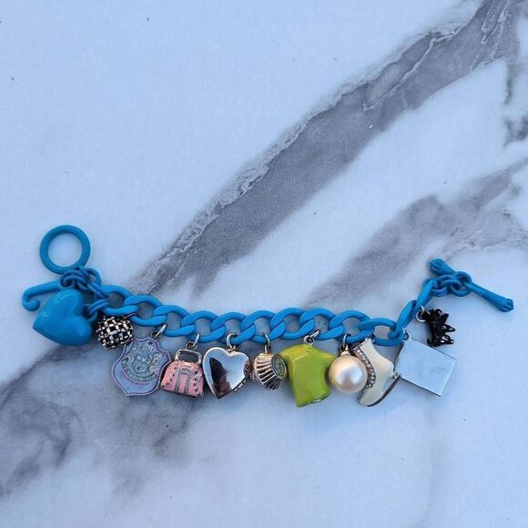 Juicy Couture Y2K Turquoise Enamel Vintage Charm Bracelet w/ Rare Charms - Picture 8 of 9